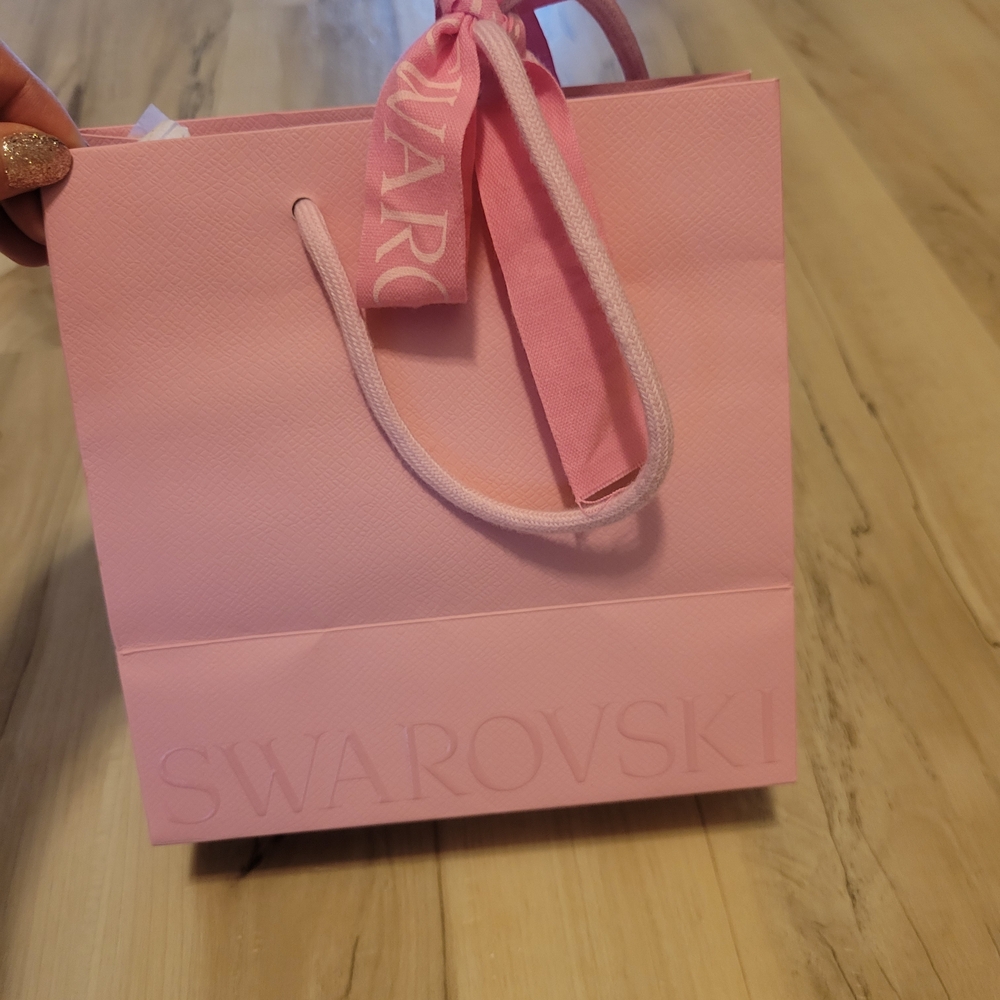 Swarovski Pink Gift Bag With Swarovski Ribbon Bow